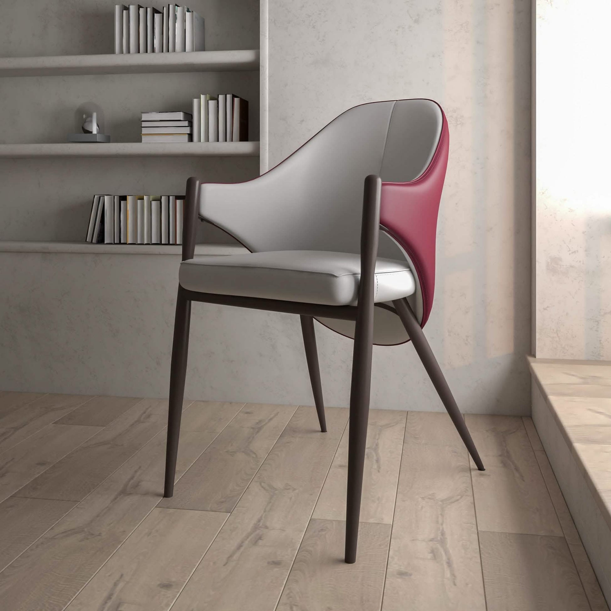 Sante Upholstered PU Leather Dining Chair with Iron Legs Set of 2