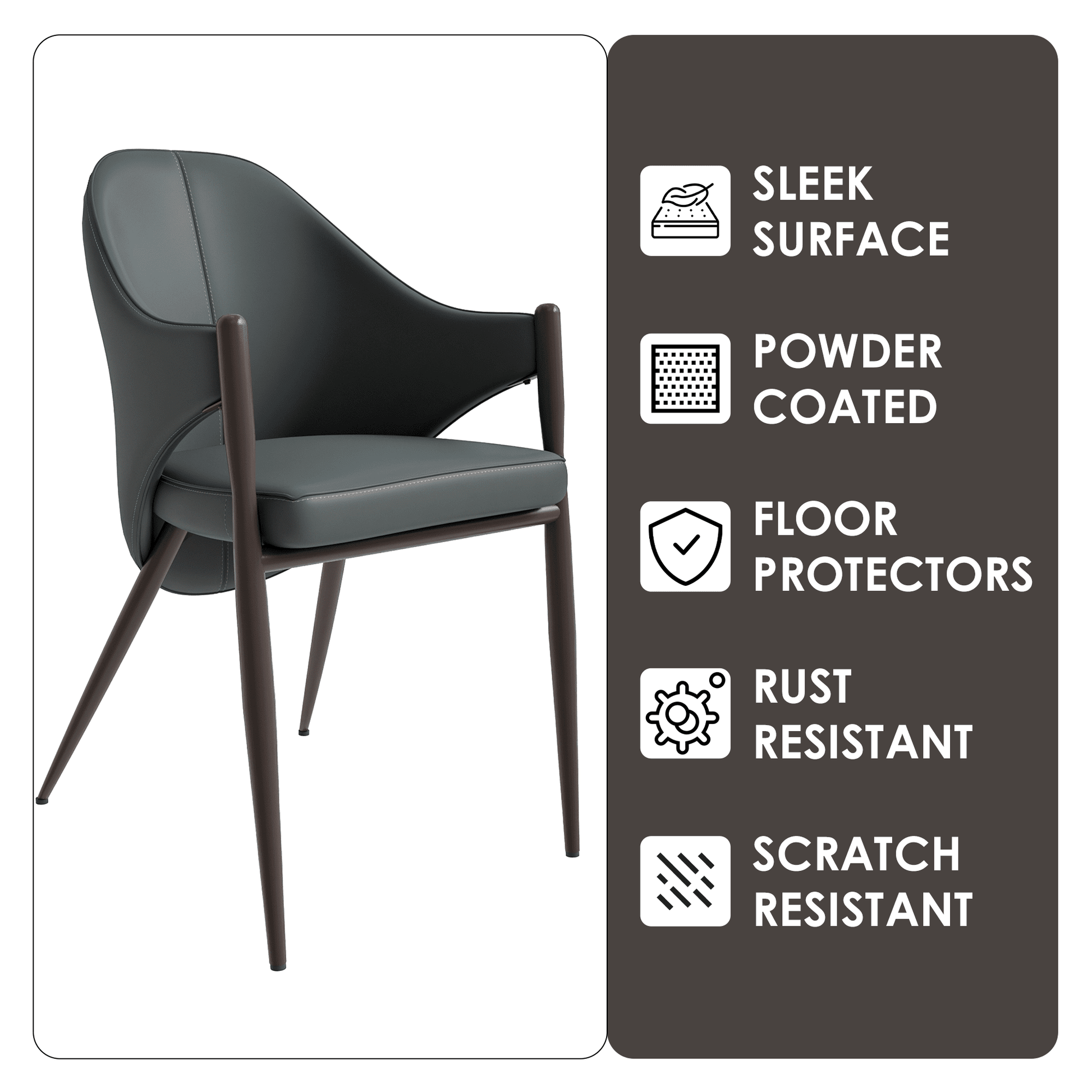 Sante Upholstered PU Leather Dining Chair with Iron Legs Set of 2