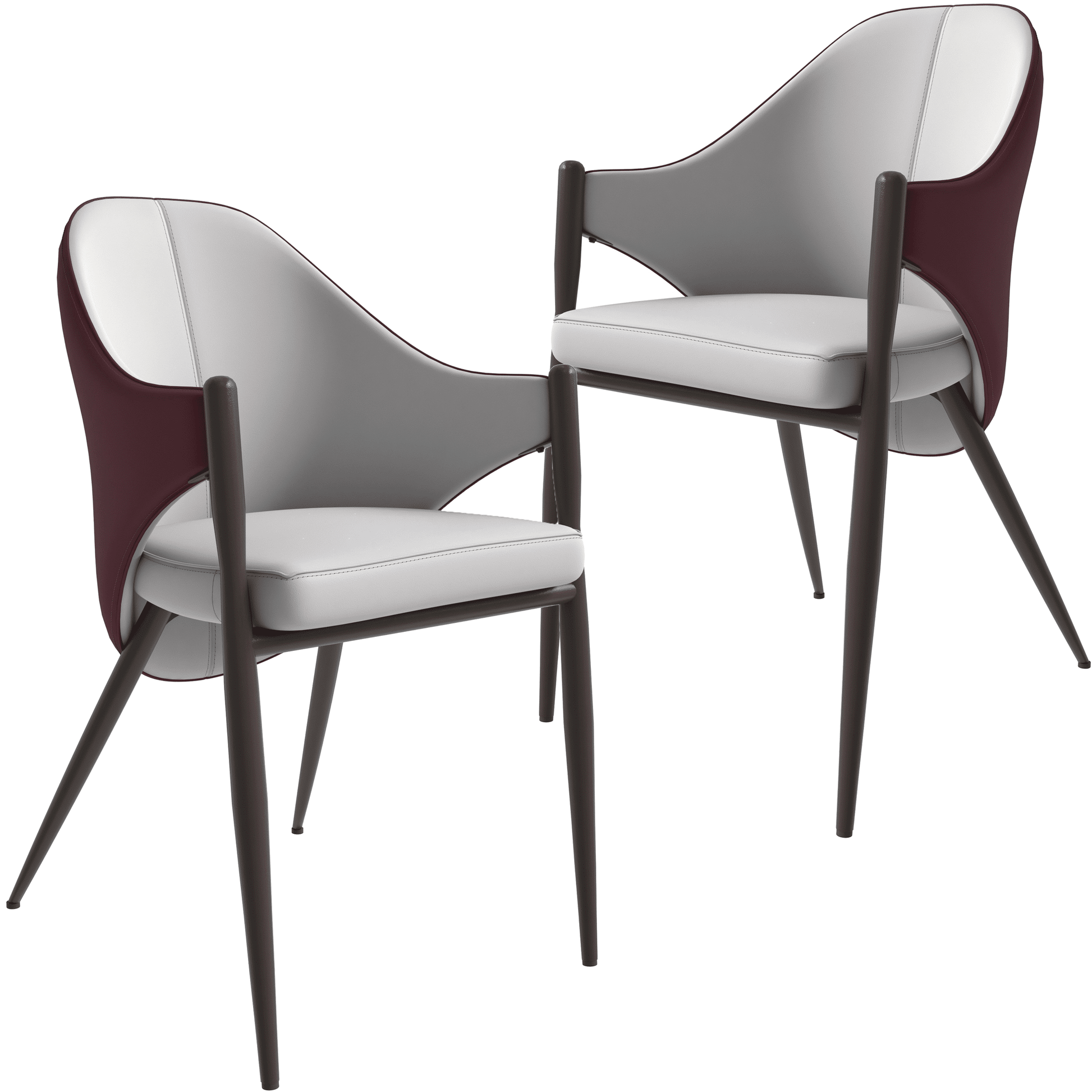Sante Upholstered PU Leather Dining Chair with Iron Legs Set of 2