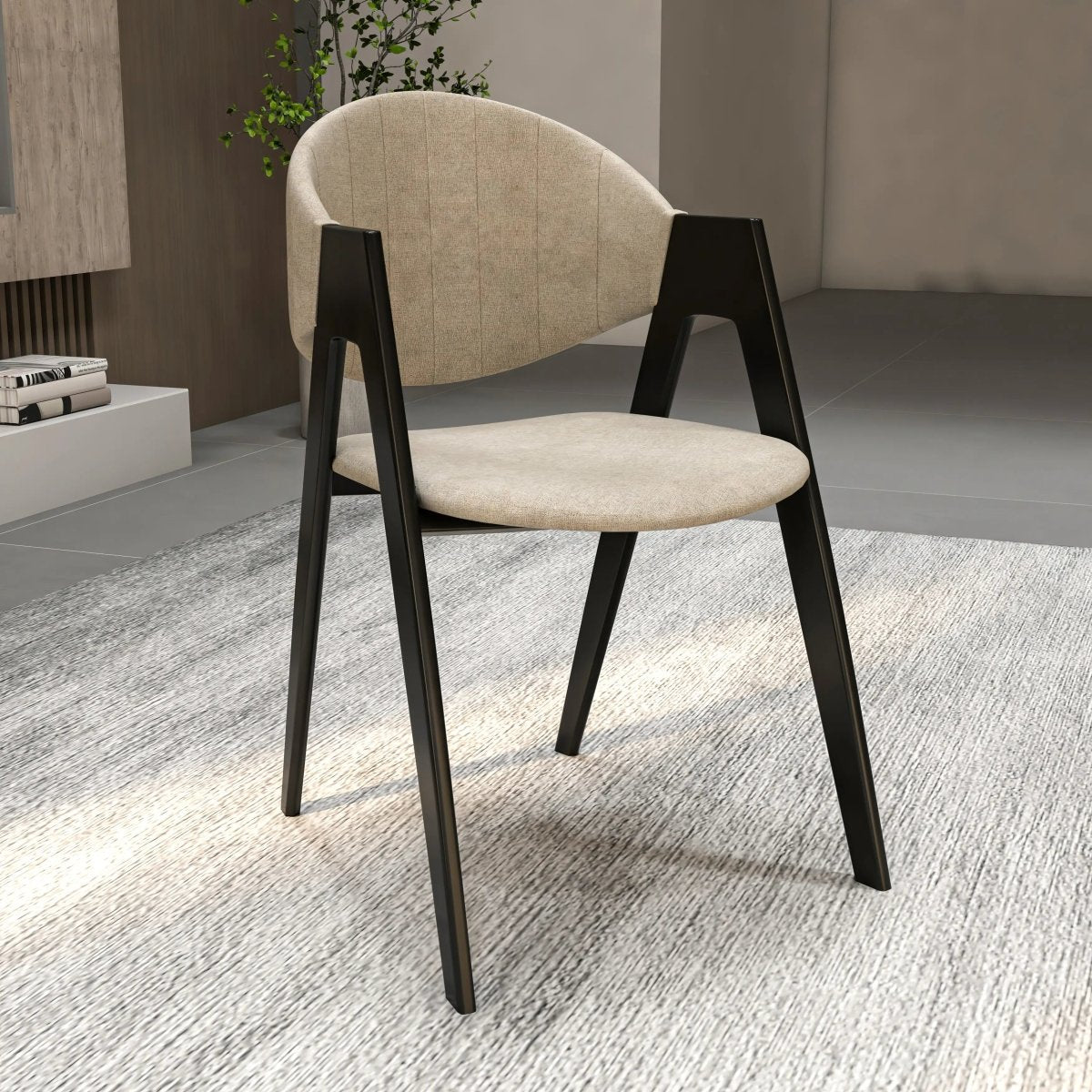 Savor Dining Chair in Leather/Polyester with Curved and Open - Back Design Set of 2
