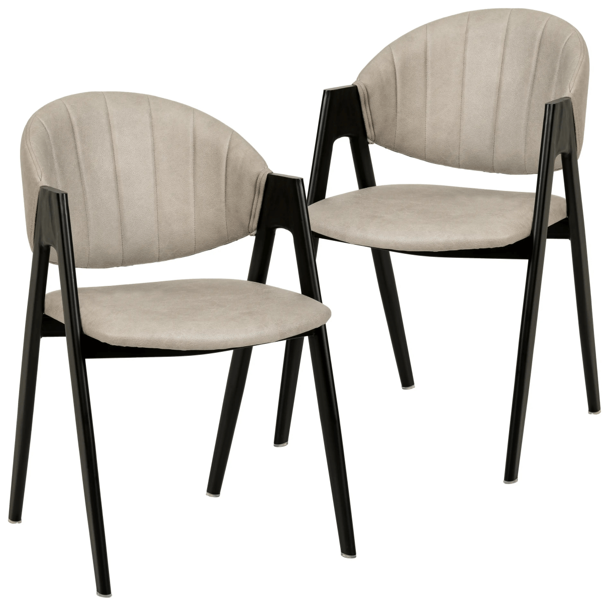 Savor Dining Chair in Leather/Polyester with Curved and Open - Back Design Set of 2