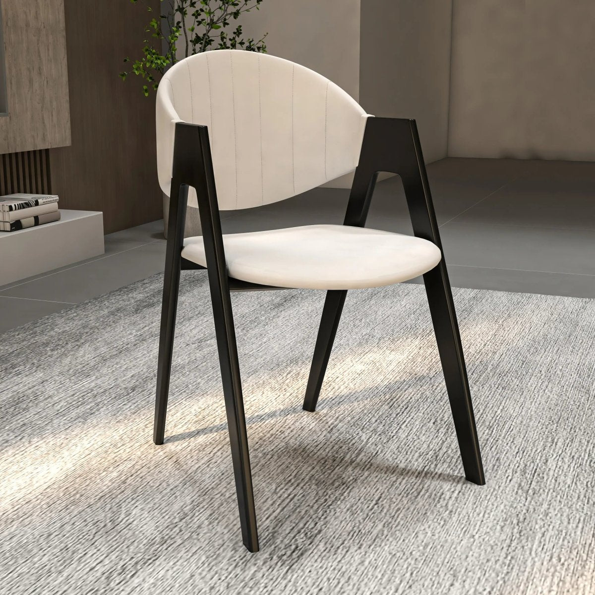 Savor Dining Chair in Leather/Polyester with Curved and Open - Back Design Set of 2