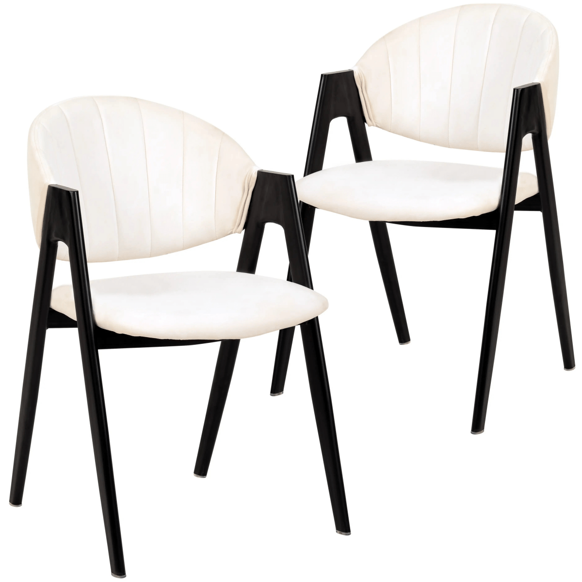 Savor Dining Chair in Leather/Polyester with Curved and Open - Back Design Set of 2
