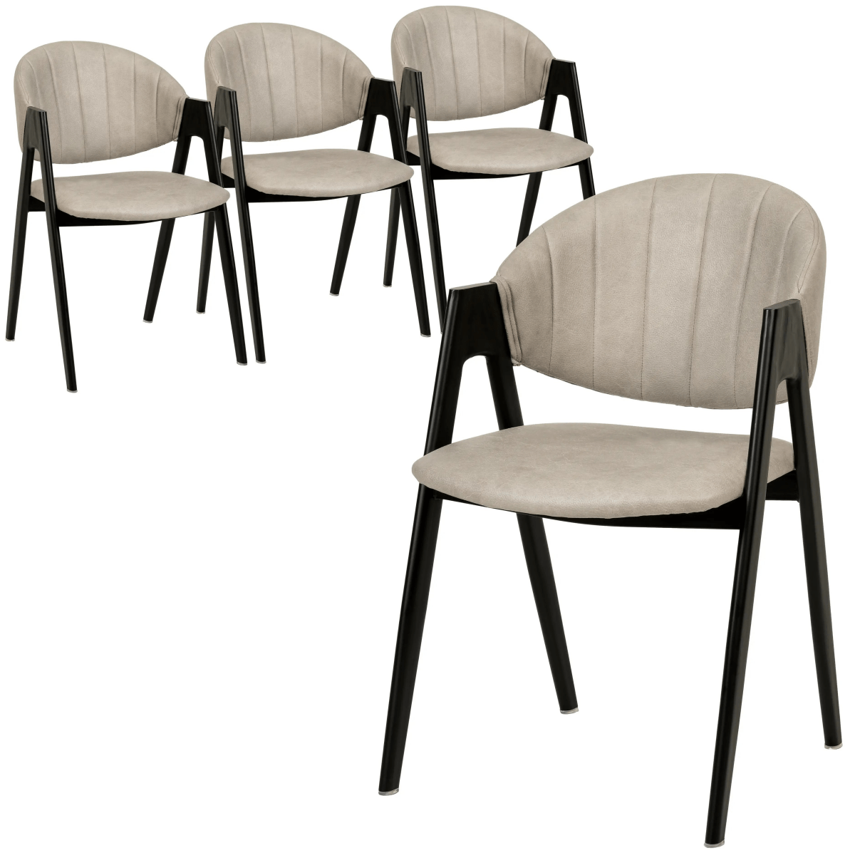Savor Dining Chair in Leather/Polyester with Curved and Open - Back Design Set of 4