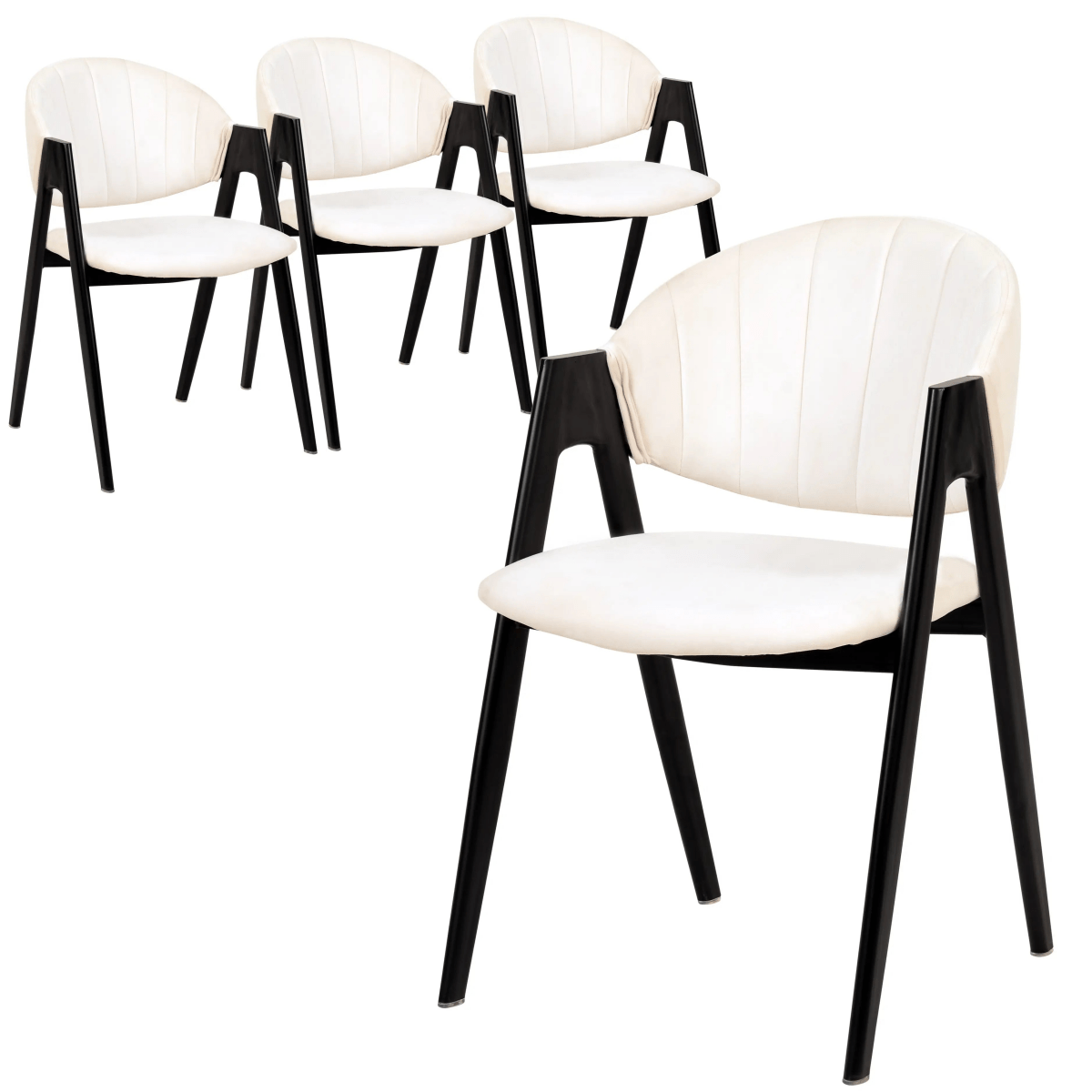 Savor Dining Chair in Leather/Polyester with Curved and Open - Back Design Set of 4