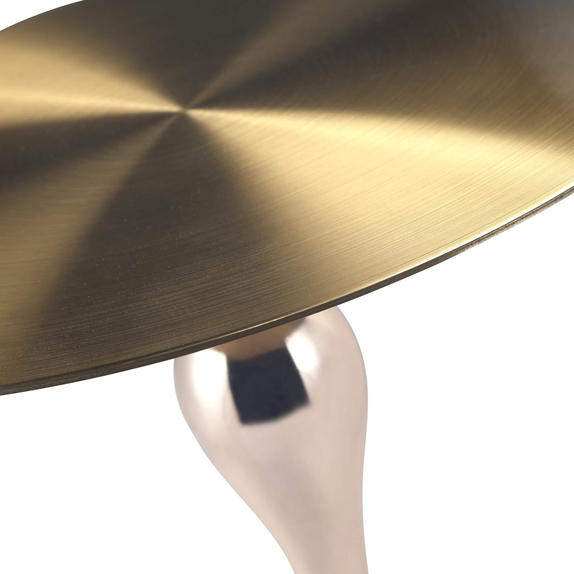Savoy Wide Side Table with Stainless Steel Top Round Accent Table and Elegant Pedestal Base