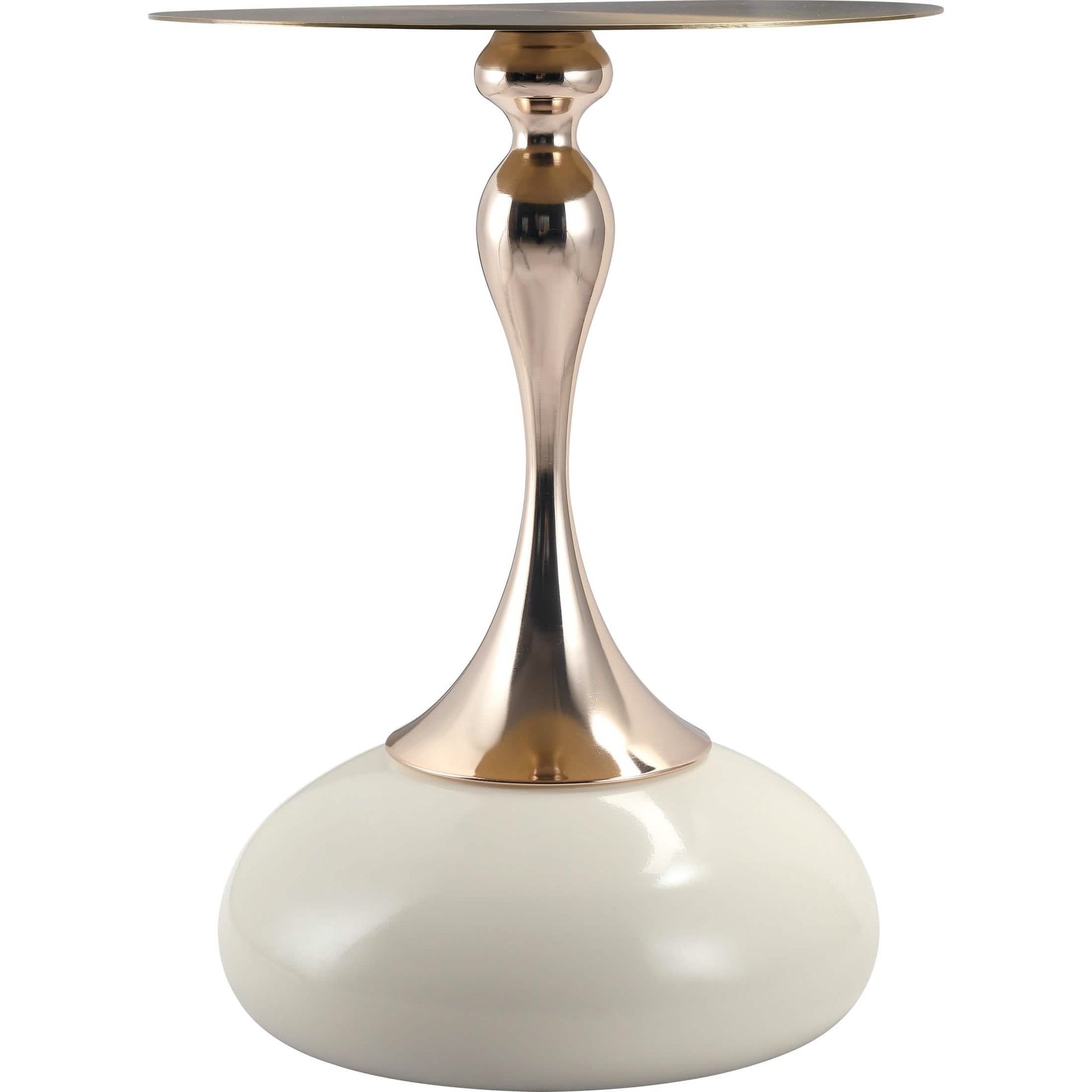 Savoy Wide Side Table with Stainless Steel Top Round Accent Table and Elegant Pedestal Base