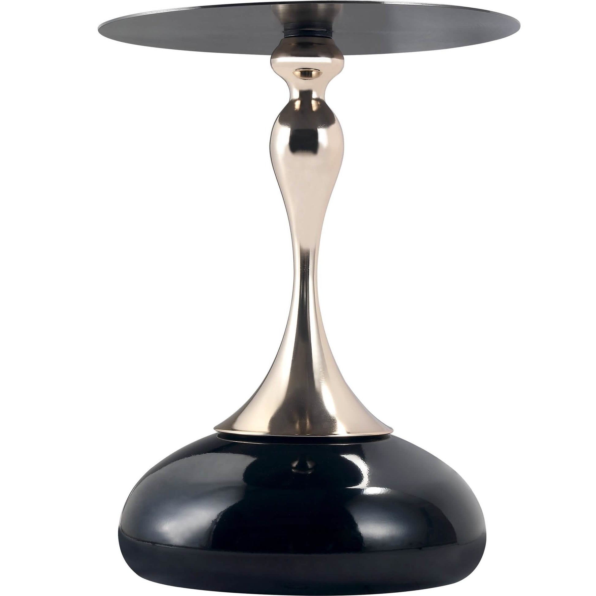 Savoy Wide Side Table with Stainless Steel Top Round Accent Table and Elegant Pedestal Base