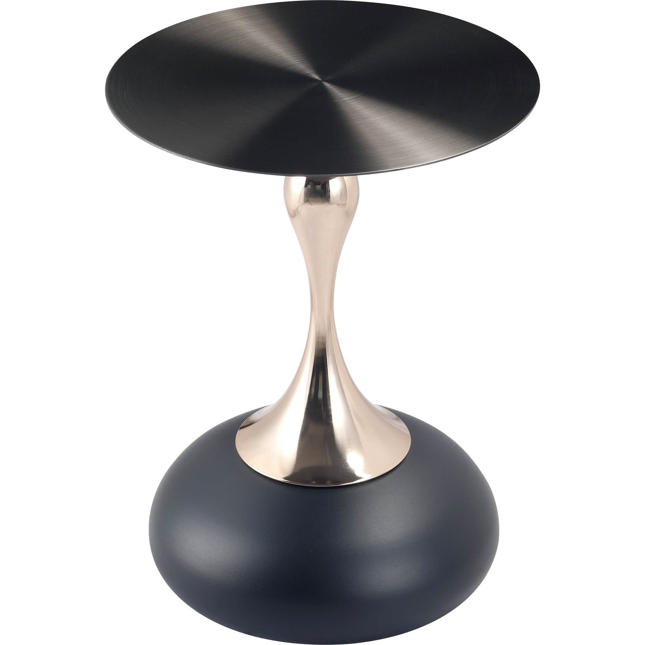 Savoy Wide Side Table with Stainless Steel Top Round Accent Table and Elegant Pedestal Base