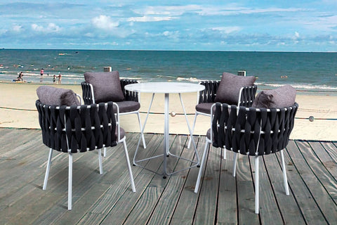 Spencer Modern Outdoor Patio Dining Chair with Rope Design and Cushions