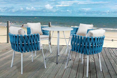Spencer Modern Outdoor Patio Dining Chair with Rope Design and Cushions