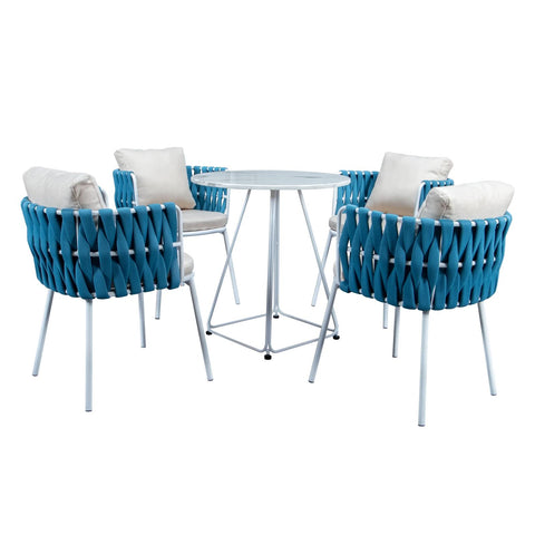 Spencer Modern Outdoor Patio Dining Chair with Rope Design and Cushions