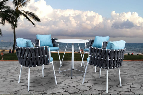 Spencer Modern Outdoor Patio Dining Chair with Rope Design and Cushions