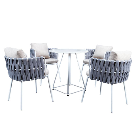 Spencer Modern Outdoor Patio Dining Chair with Rope Design and Cushions