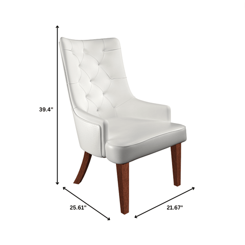 Spruce Dining Chair in Leather/Velvet with Diamond-Tufted Design and Rubberwood Legs