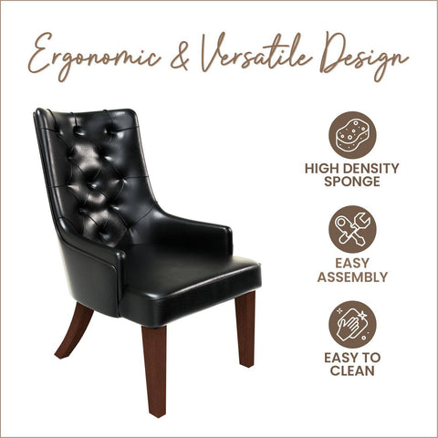 Spruce Dining Chair in Leather/Velvet with Diamond-Tufted Design and Rubberwood Legs