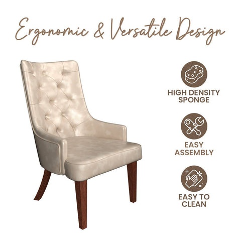 Spruce Dining Chair in Leather/Velvet with Diamond-Tufted Design and Rubberwood Legs