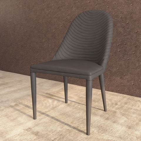 LeisureMod Seville Modern Dining Chair Upholstered Leather with Metal Legs