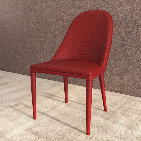 LeisureMod Seville Modern Dining Chair Upholstered Leather with Metal Legs