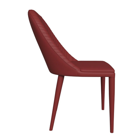 LeisureMod Seville Modern Dining Chair Upholstered Leather with Metal Legs