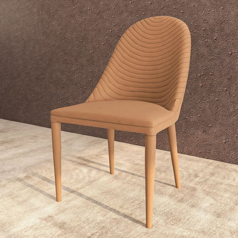 LeisureMod Seville Modern Dining Chair Upholstered Leather with Metal Legs