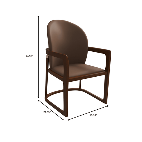 Svelta Dining Chair in Upholstered Leather Accent Arm Chair and Rubberwood Frame and Legs