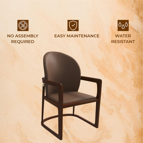 Svelta Dining Chair in Upholstered Leather Accent Arm Chair and Rubberwood Frame and Legs