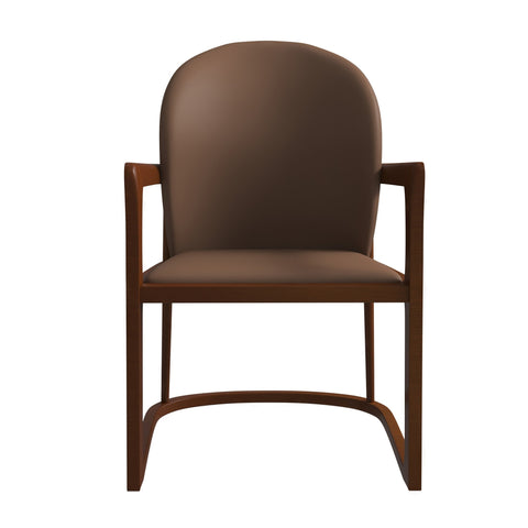 Svelta Dining Chair in Upholstered Leather Accent Arm Chair and Rubberwood Frame and Legs