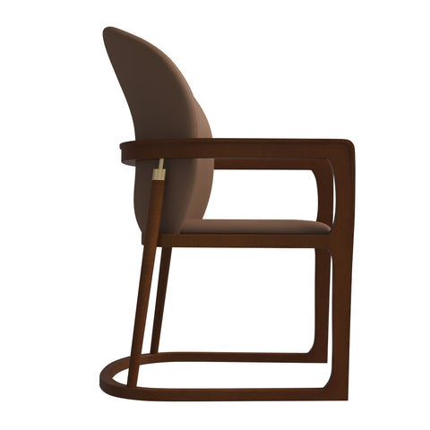 Svelta Dining Chair in Upholstered Leather Accent Arm Chair and Rubberwood Frame and Legs