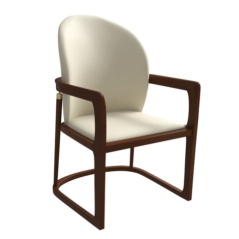 Svelta Dining Chair in Upholstered Leather Accent Arm Chair and Rubberwood Frame and Legs
