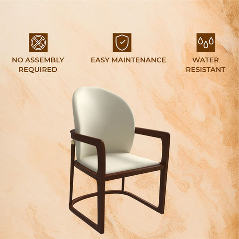 Svelta Dining Chair in Upholstered Leather Accent Arm Chair and Rubberwood Frame and Legs