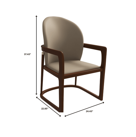 Svelta Dining Chair in Upholstered Leather Accent Arm Chair and Rubberwood Frame and Legs