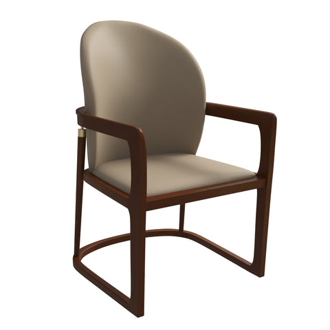 Svelta Dining Chair in Upholstered Leather Accent Arm Chair and Rubberwood Frame and Legs