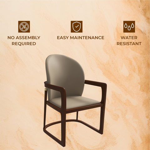 Svelta Dining Chair in Upholstered Leather Accent Arm Chair and Rubberwood Frame and Legs