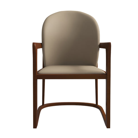 Svelta Dining Chair in Upholstered Leather Accent Arm Chair and Rubberwood Frame and Legs