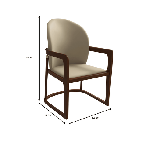 Svelta Dining Chair in Upholstered Leather Accent Arm Chair and Rubberwood Frame and Legs