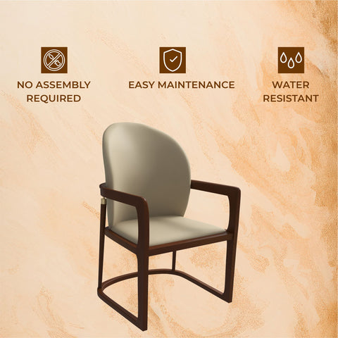 Svelta Dining Chair in Upholstered Leather Accent Arm Chair and Rubberwood Frame and Legs