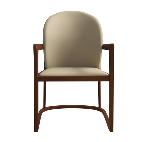 Svelta Dining Chair in Upholstered Leather Accent Arm Chair and Rubberwood Frame and Legs