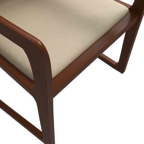 Svelta Dining Chair in Upholstered Leather Accent Arm Chair and Rubberwood Frame and Legs