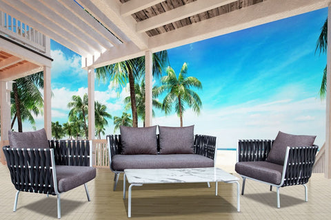 Spencer Modern Outdoor Rope Club Chair With Cushions