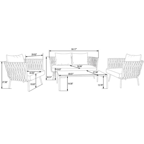 Spencer Modern Outdoor Rope Club Chair With Cushions