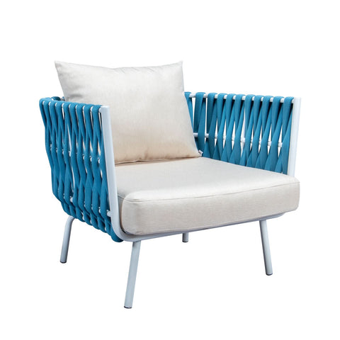 Spencer Modern Outdoor Rope Club Chair With Cushions