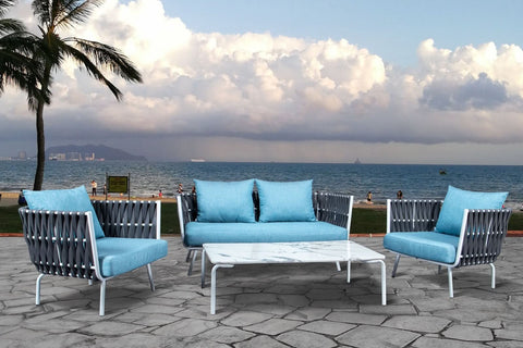 Spencer Modern Outdoor Rope Club Chair With Cushions