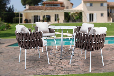 LeisureMod Spencer Modern 5-Piece Rope Bistro Set