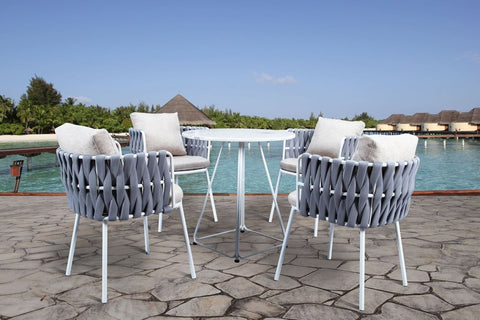 LeisureMod Spencer Modern 5-Piece Rope Bistro Set