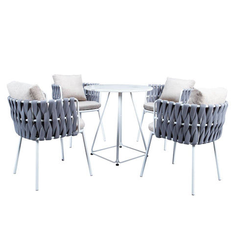 LeisureMod Spencer Modern 5-Piece Rope Bistro Set