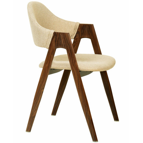 Savor Dining Chair in Polyester with Curved and Open-Back Design in Brown