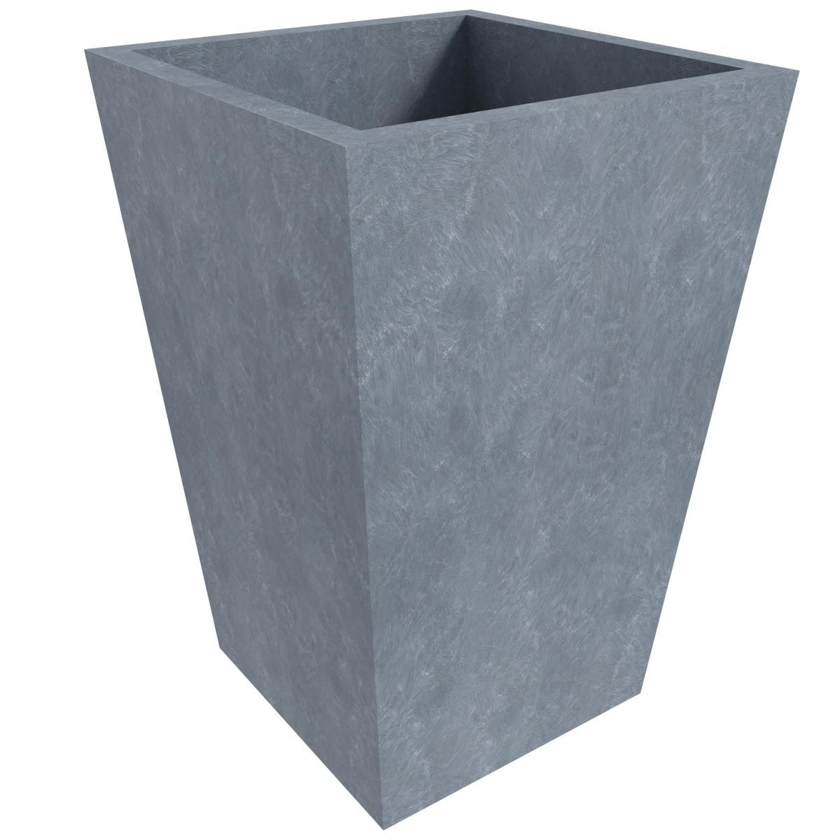 Serene Modern Fiberstone and Clay Tapered Square Planter Pot with Drainage Holes Brown Planter Leisuremod
