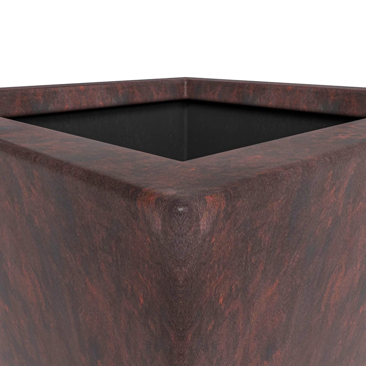 Serene Modern Fiberstone and Clay Tapered Square Planter Pot with Drainage Holes Brown Planter Leisuremod