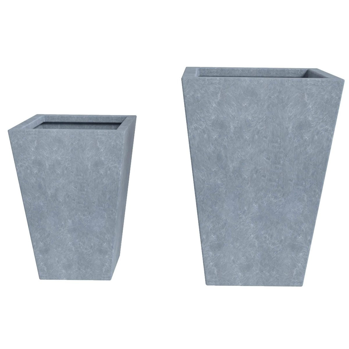 Serene Modern Fiberstone and Clay Tapered Square Planter Pot with Drainage Holes Brown Planter Leisuremod